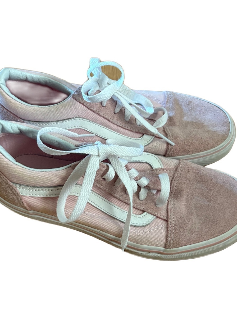 Vans Pink and White Old Skool Kids Sneakers Sz 5 Lace Up